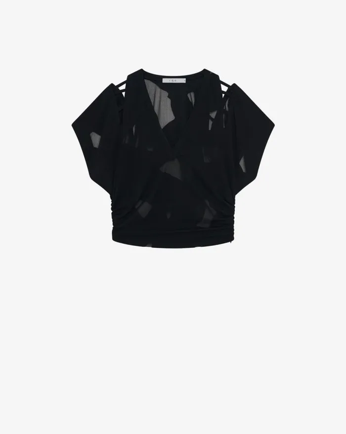 IRO SAORI VNECK CUTOUT TOP Black Women Tops and Shirts