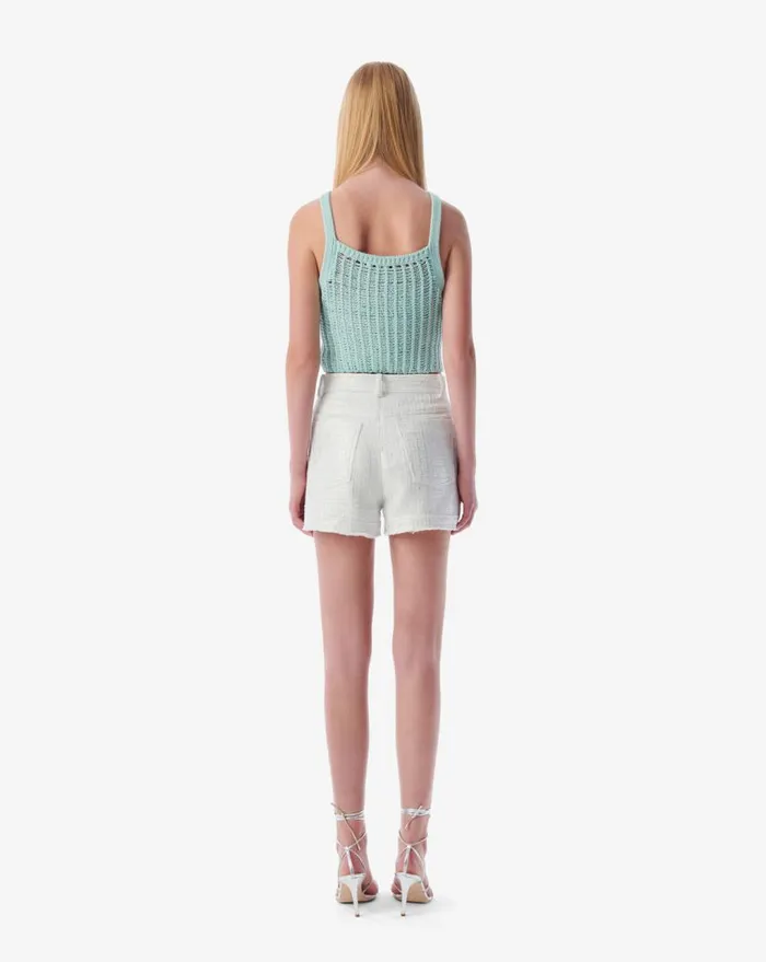 IRO SENDA FRINGED LUREX TWEED SHORTS Whitesilver Women Shorts and Skirts