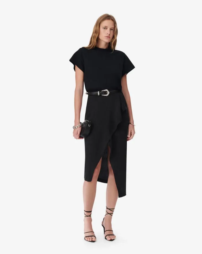 IRO SIMAL TENCEL ASYMMETRIC SKIRT Black Women Shorts and Skirts
