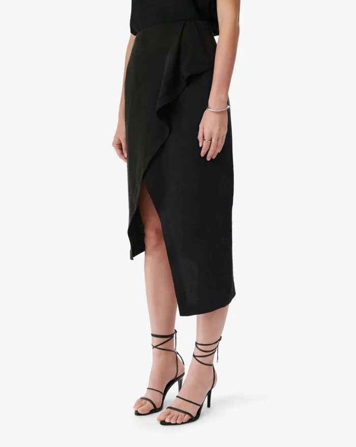 IRO SIMAL TENCEL ASYMMETRIC SKIRT Black Women Shorts and Skirts