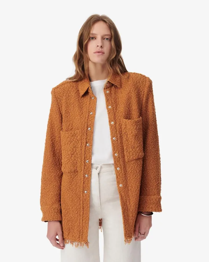 IRO SOLARIA TWEED OVERSHIRT Cognac Women Jackets and Coats