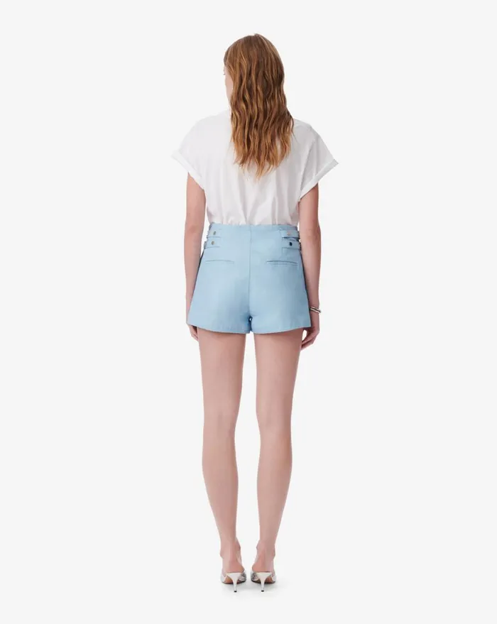 IRO YARENA LEATHER SHORTS Azur Blue Women Shorts and Skirts