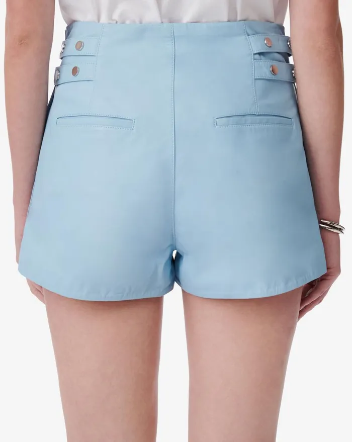 IRO YARENA LEATHER SHORTS Azur Blue Women Shorts and Skirts