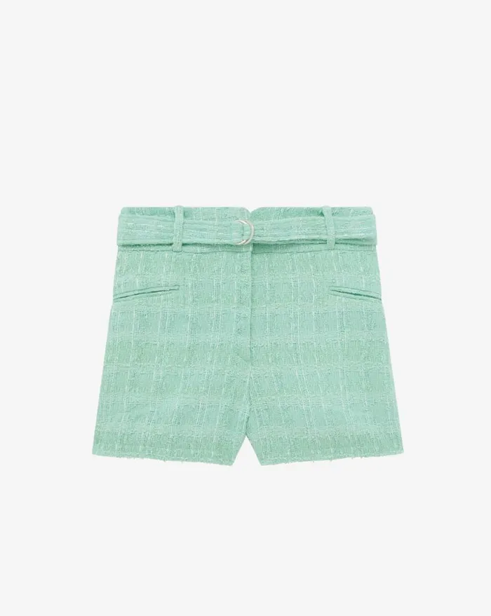 IRO ZAIRA TWEED LUREX SHORTS Aqua Women Shorts and Skirts