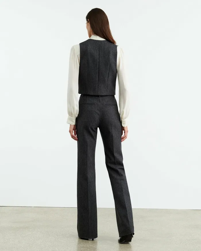 ISMAEL VEST Charcoal Pinstripe Women Nili Lotan Tops