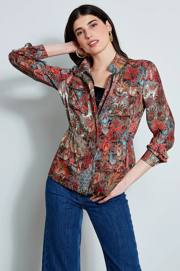 Jackets and Blazers Women Elie Tahari Paisley Cargo Jacket MULTI