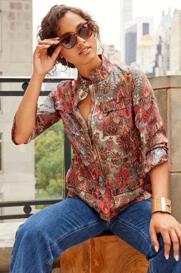 Jackets and Blazers Women Elie Tahari Paisley Cargo Jacket MULTI