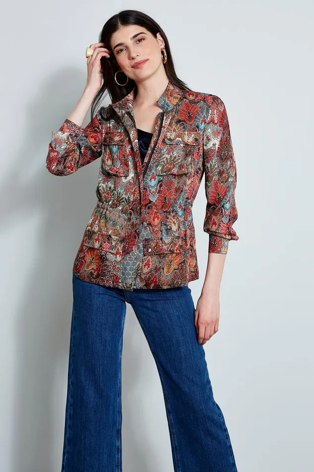 Jackets and Blazers Women Elie Tahari Paisley Cargo Jacket MULTI
