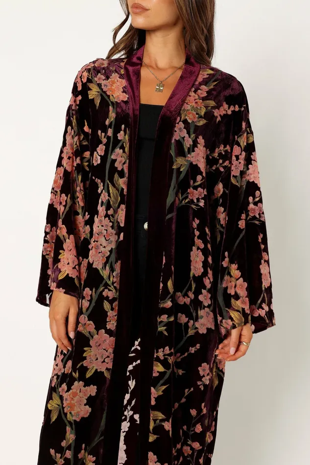 Jackets and Coats Lennon Velvet Duster Floral 8211 Petal and Pup Women