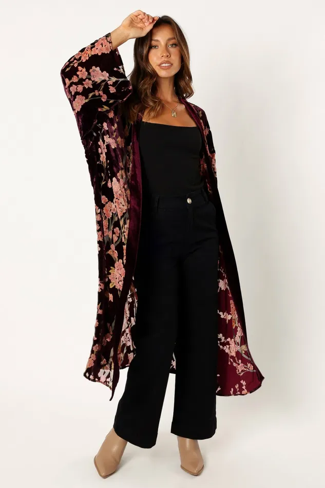 Jackets and Coats Lennon Velvet Duster Floral 8211 Petal and Pup Women