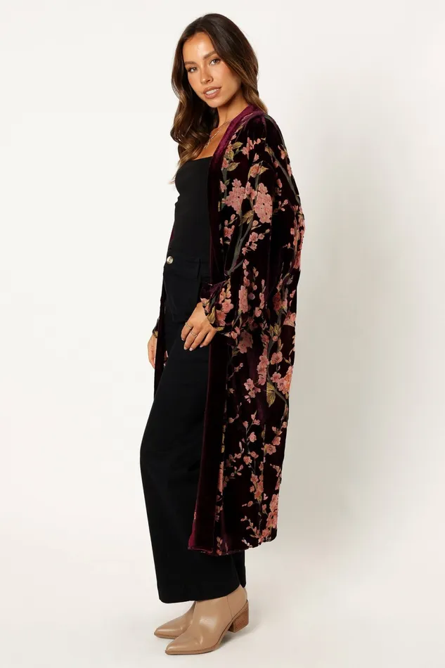 Jackets and Coats Lennon Velvet Duster Floral 8211 Petal and Pup Women