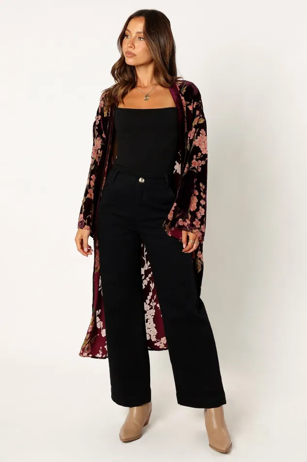 Jackets and Coats Lennon Velvet Duster Floral 8211 Petal and Pup Women