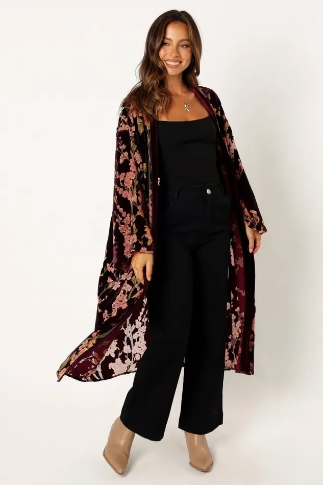 Jackets and Coats Lennon Velvet Duster Floral 8211 Petal and Pup Women