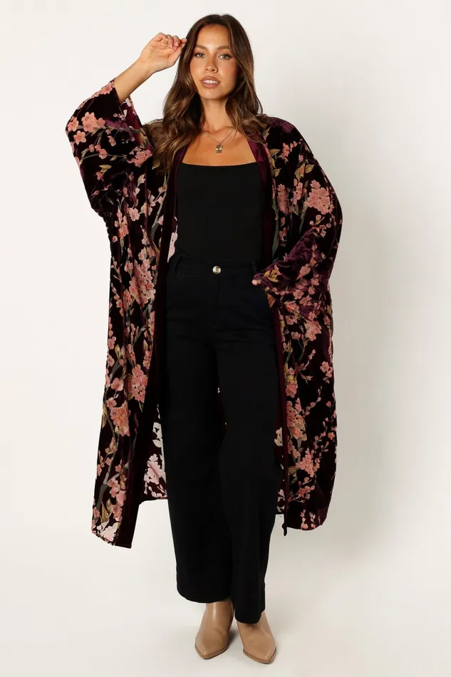 Jackets and Coats Lennon Velvet Duster Floral 8211 Petal and Pup Women
