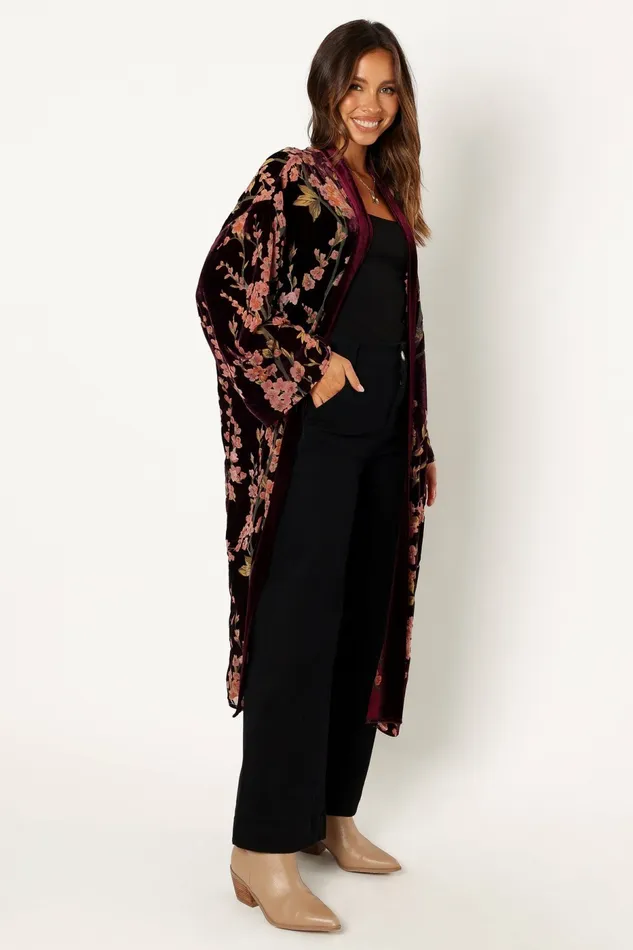Jackets and Coats Lennon Velvet Duster Floral 8211 Petal and Pup Women