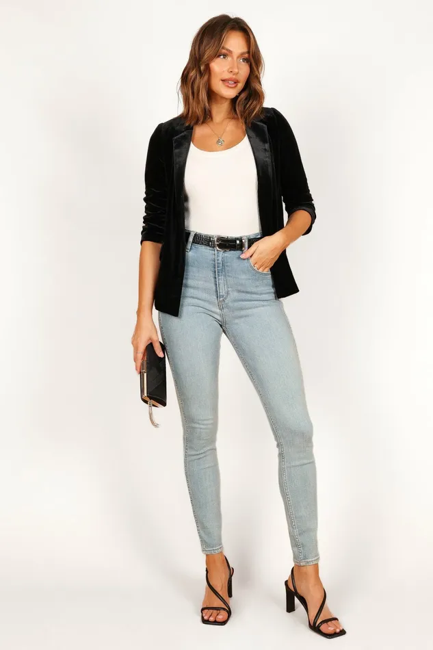Jackets and Coats Vera Velvet Blazer Black 8211 Petal and Pup Women