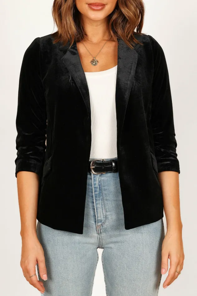 Jackets and Coats Vera Velvet Blazer Black 8211 Petal and Pup Women