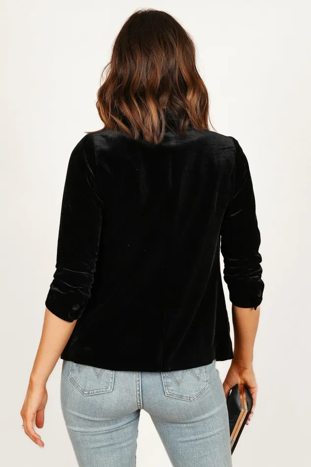 Jackets and Coats Vera Velvet Blazer Black 8211 Petal and Pup Women
