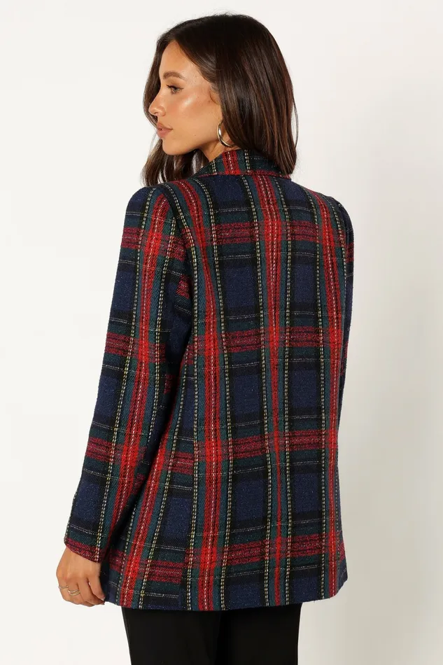 Jackets and Coats Vivienne Plaid Blazer RedNavy Multi 8211 Petal and Pup Women