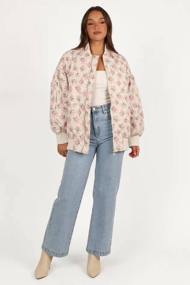 Jackets and Coats Yasmine Quilted Flower Jacket Off White 8211 Petal and Pup Women