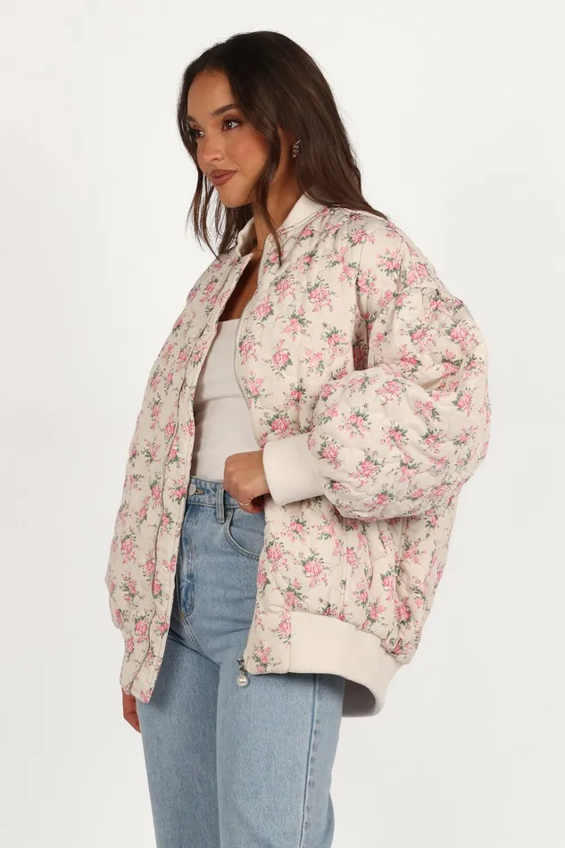 Jackets and Coats Yasmine Quilted Flower Jacket Off White 8211 Petal and Pup Women