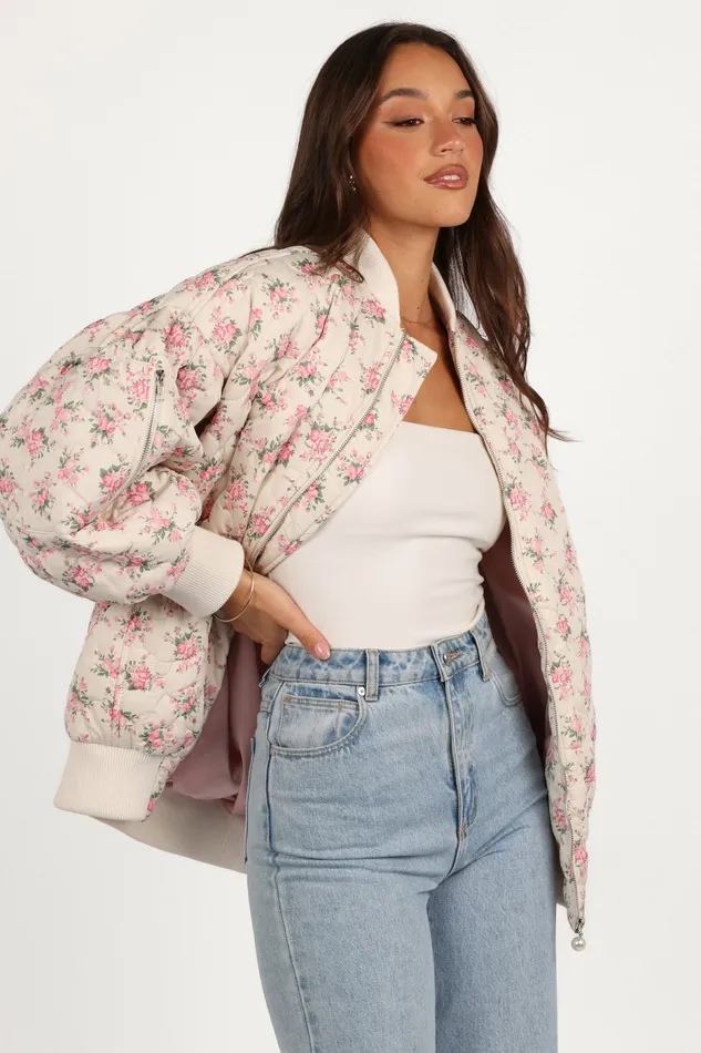 Jackets and Coats Yasmine Quilted Flower Jacket Off White 8211 Petal and Pup Women