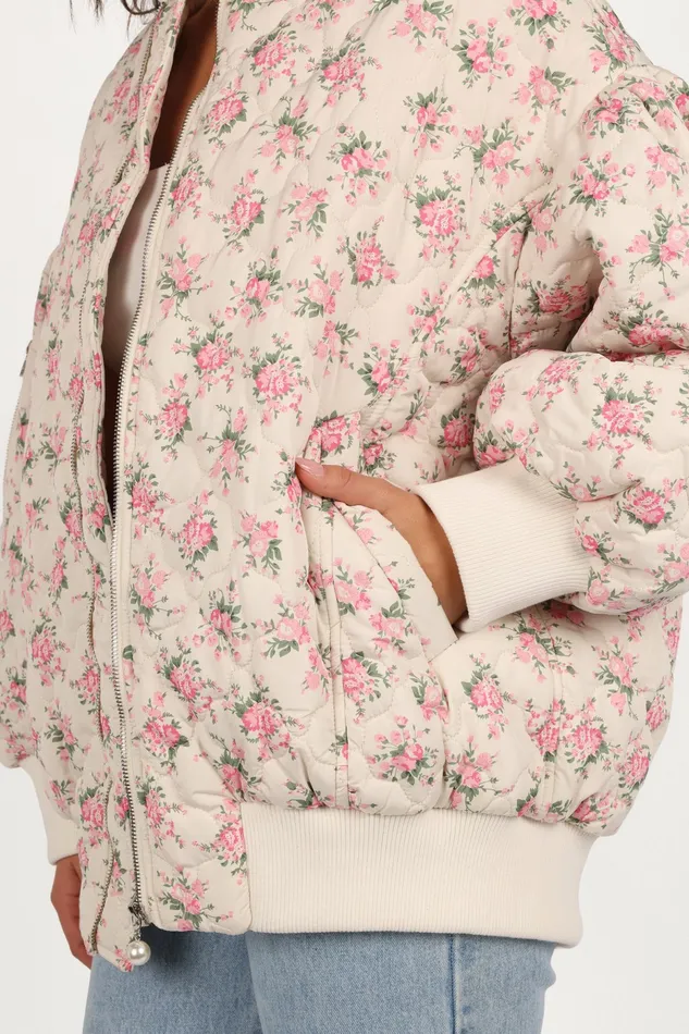 Jackets and Coats Yasmine Quilted Flower Jacket Off White 8211 Petal and Pup Women