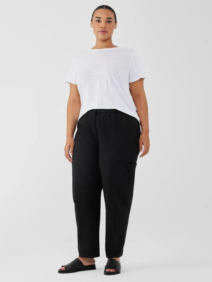 Jackets Coats and Vests Women Eileen Fisher Cotton Hemp Stretch Lantern Pant Black