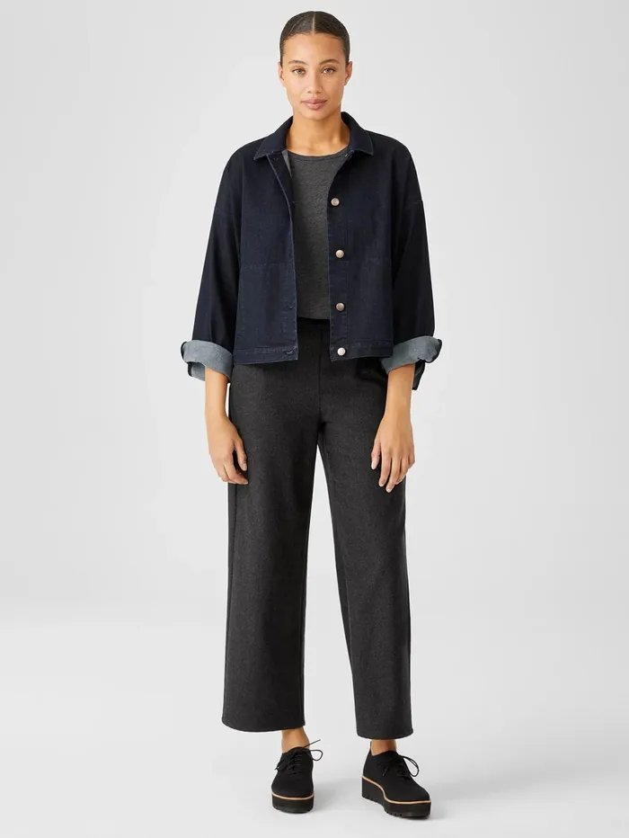 Jackets Coats and Vests Women Eileen Fisher Organic Cotton Stretch Denim Jacket Utility Blue