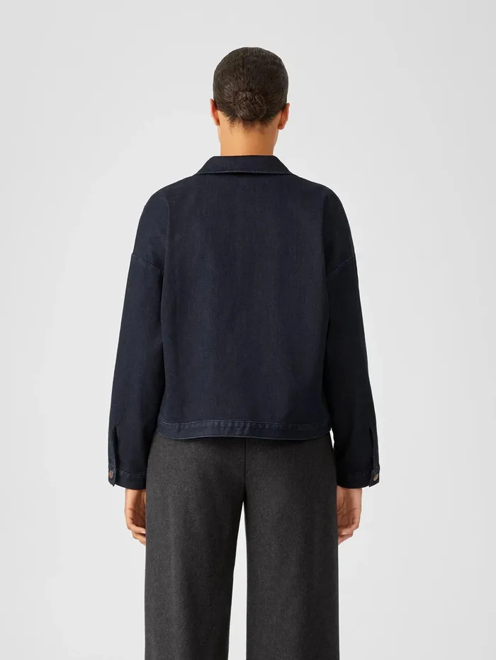 Jackets Coats and Vests Women Eileen Fisher Organic Cotton Stretch Denim Jacket Utility Blue