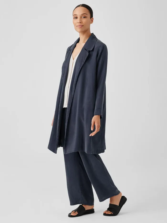 Jackets Coats and Vests Women Eileen Fisher Sandwashed Twill Trench Coat Ocean Jackets Coats and Vests Women Eileen Fisher Sandwashed Twill Trench Coat Ocean