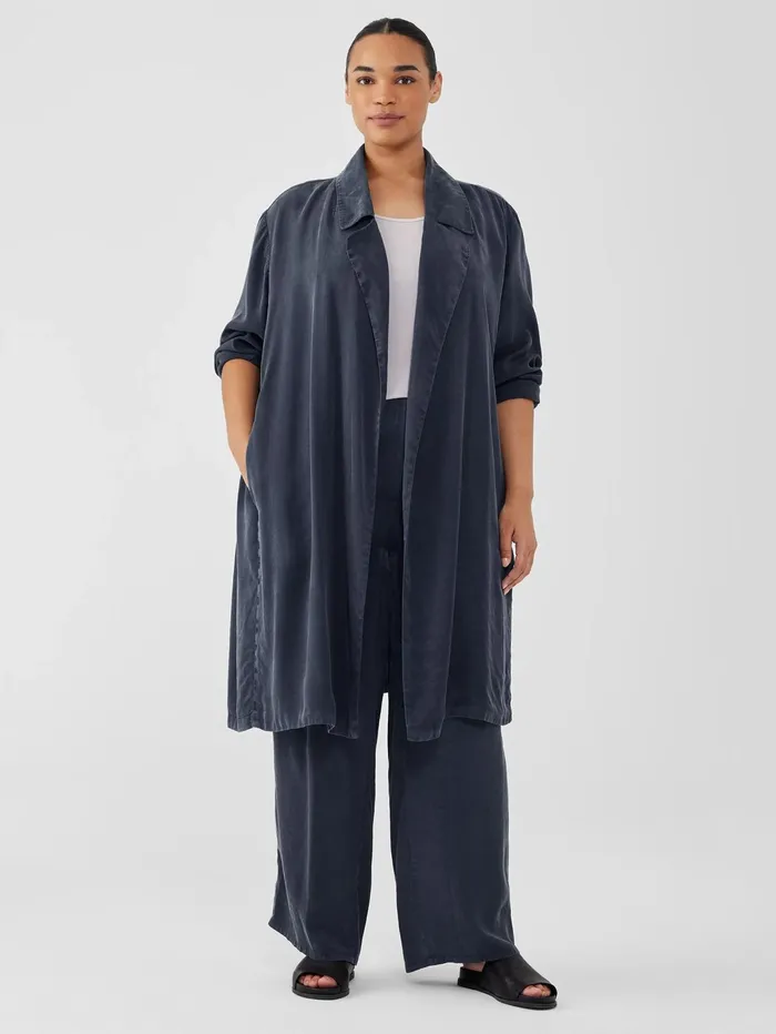 Jackets Coats and Vests Women Eileen Fisher Sandwashed Twill Trench Coat Ocean