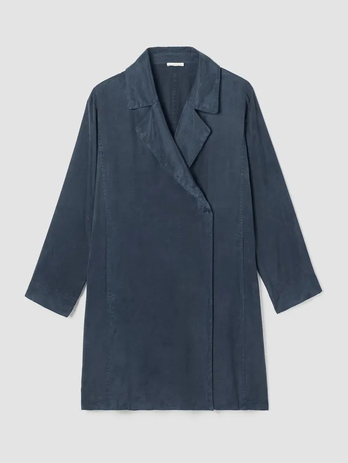 Jackets Coats and Vests Women Eileen Fisher Sandwashed Twill Trench Coat Ocean