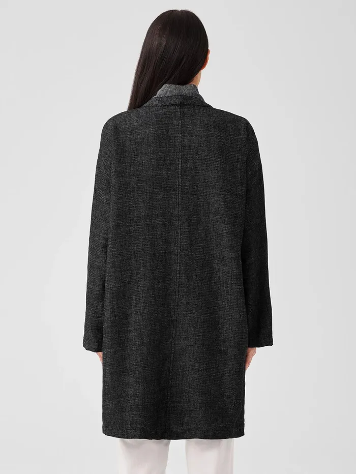 Jackets Coats and Vests Women Eileen Fisher Tweedy Hemp Cotton High Collar Coat Black