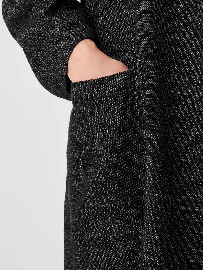 Jackets Coats and Vests Women Eileen Fisher Tweedy Hemp Cotton High Collar Coat Black