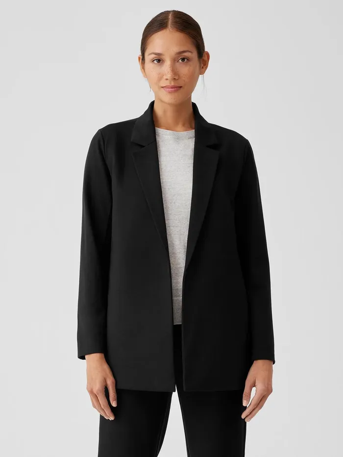 Jackets Coats and Vests Women Eileen Fisher Washable Flex Ponte Notch Collar Long Blazer Black Jackets Coats and Vests Women Eileen Fisher Washable Flex Ponte Notch Collar Long Blazer Black