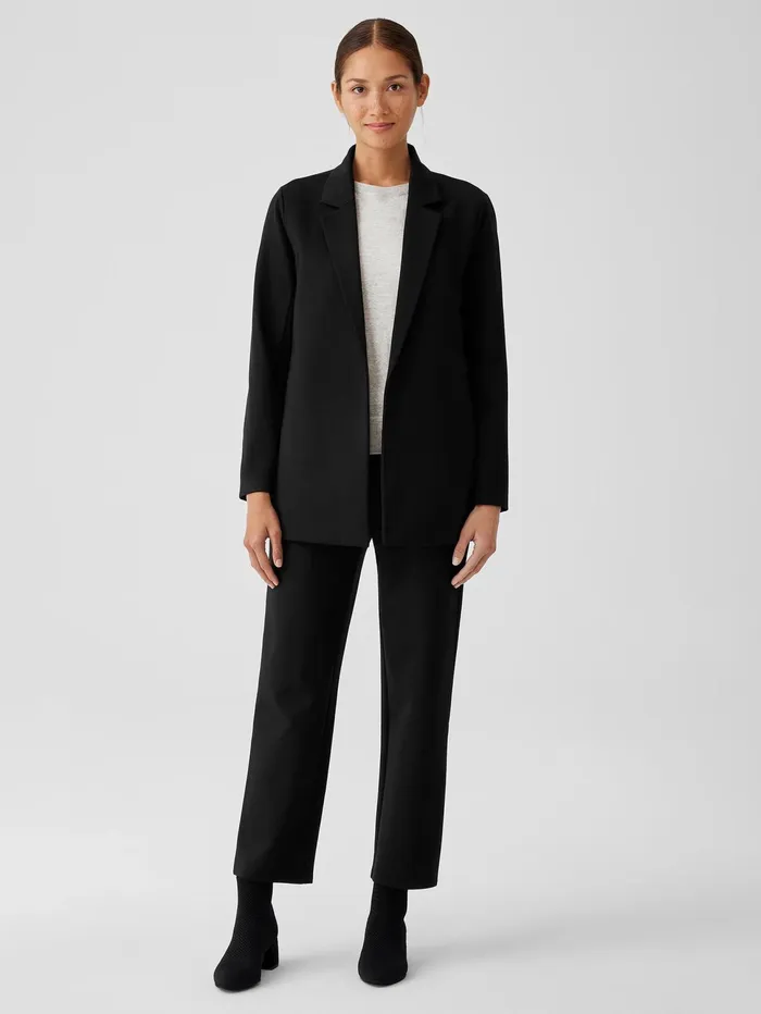 Jackets Coats and Vests Women Eileen Fisher Washable Flex Ponte Notch Collar Long Blazer Black
