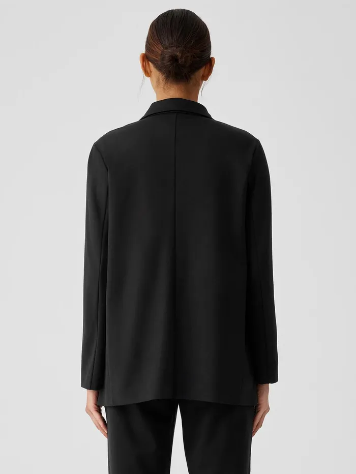 Jackets Coats and Vests Women Eileen Fisher Washable Flex Ponte Notch Collar Long Blazer Black