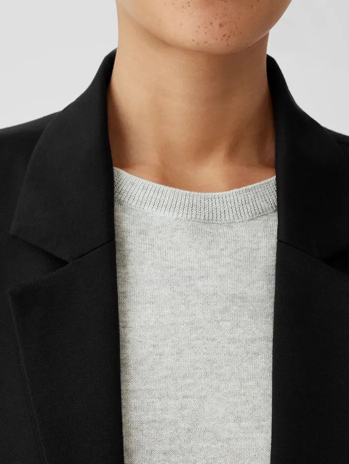 Jackets Coats and Vests Women Eileen Fisher Washable Flex Ponte Notch Collar Long Blazer Black