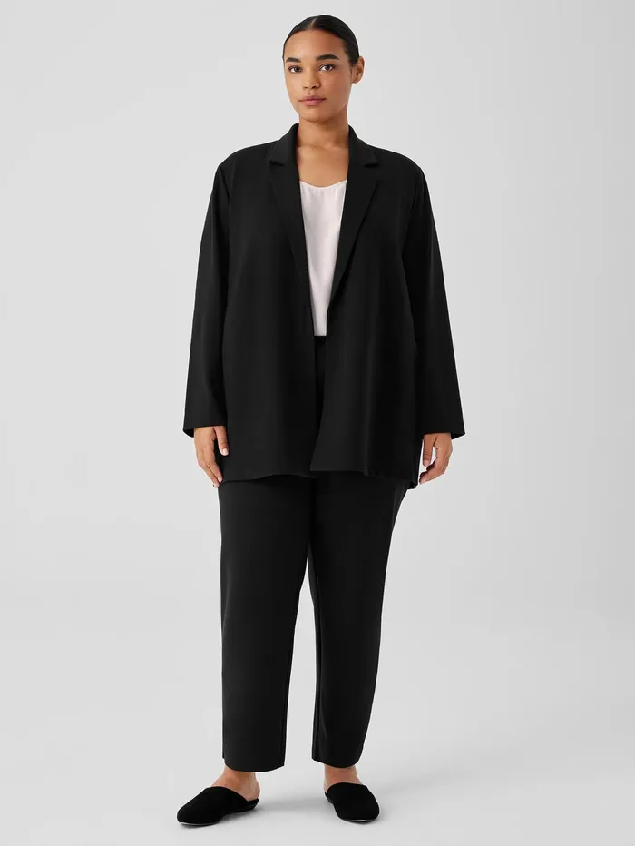 Jackets Coats and Vests Women Eileen Fisher Washable Flex Ponte Notch Collar Long Blazer Black