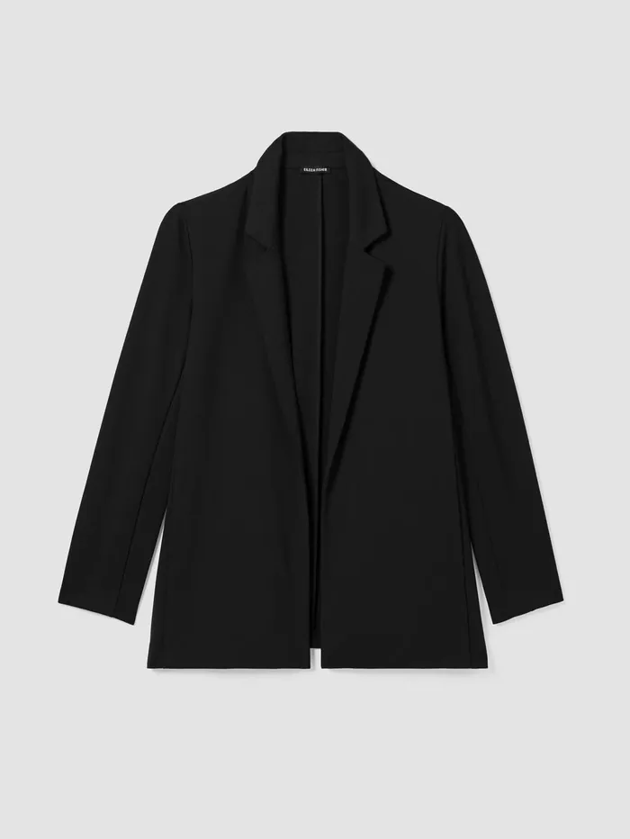 Jackets Coats and Vests Women Eileen Fisher Washable Flex Ponte Notch Collar Long Blazer Black