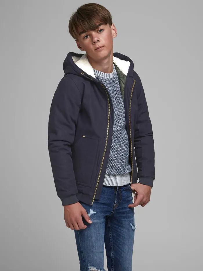 Jackets JACK and JONES Junior BOYS HOODED JACKET Blue Dark Navy
