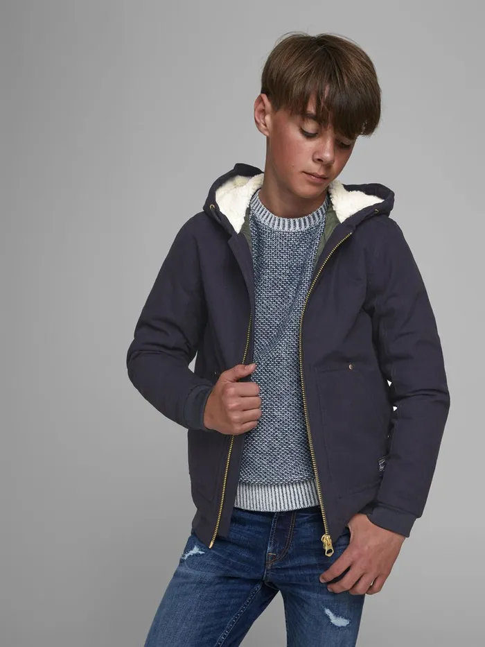 Jackets JACK and JONES Junior BOYS HOODED JACKET Blue Dark Navy