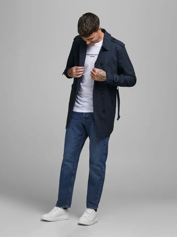 Jackets JACK and JONES Mens DOUBLE BREASTED TRENCHCOAT Blue Navy Blazer