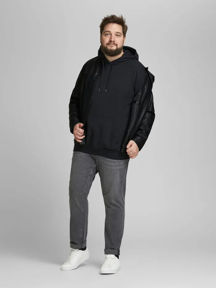 Jackets JACK and JONES Mens FAUX LEATHER PLUS SIZE JACKET Black Black