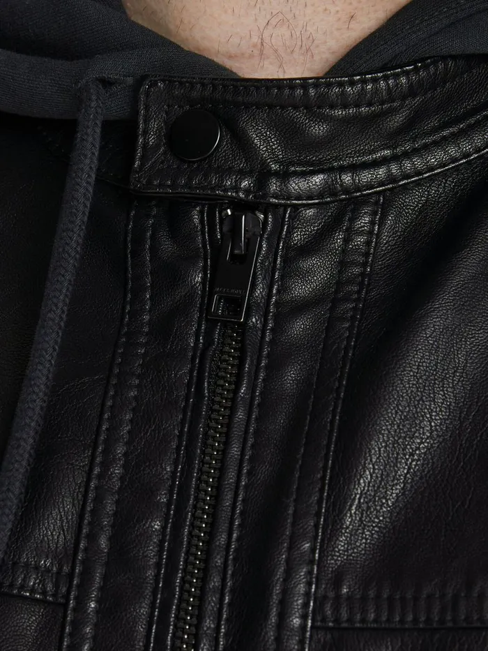 Jackets JACK and JONES Mens FAUX LEATHER PLUS SIZE JACKET Black Black