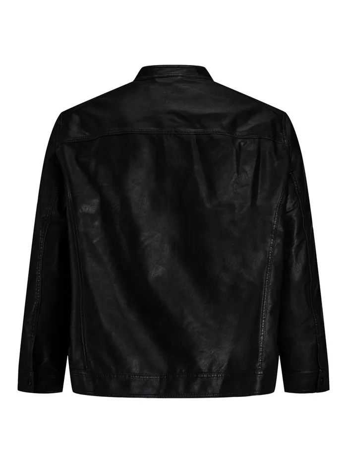 Jackets JACK and JONES Mens FAUX LEATHER PLUS SIZE JACKET Black Black