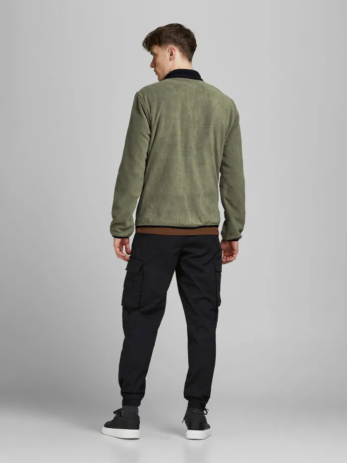 Jackets JACK and JONES Mens HIGH NECK FLEECE JACKET Green Dusty Olive