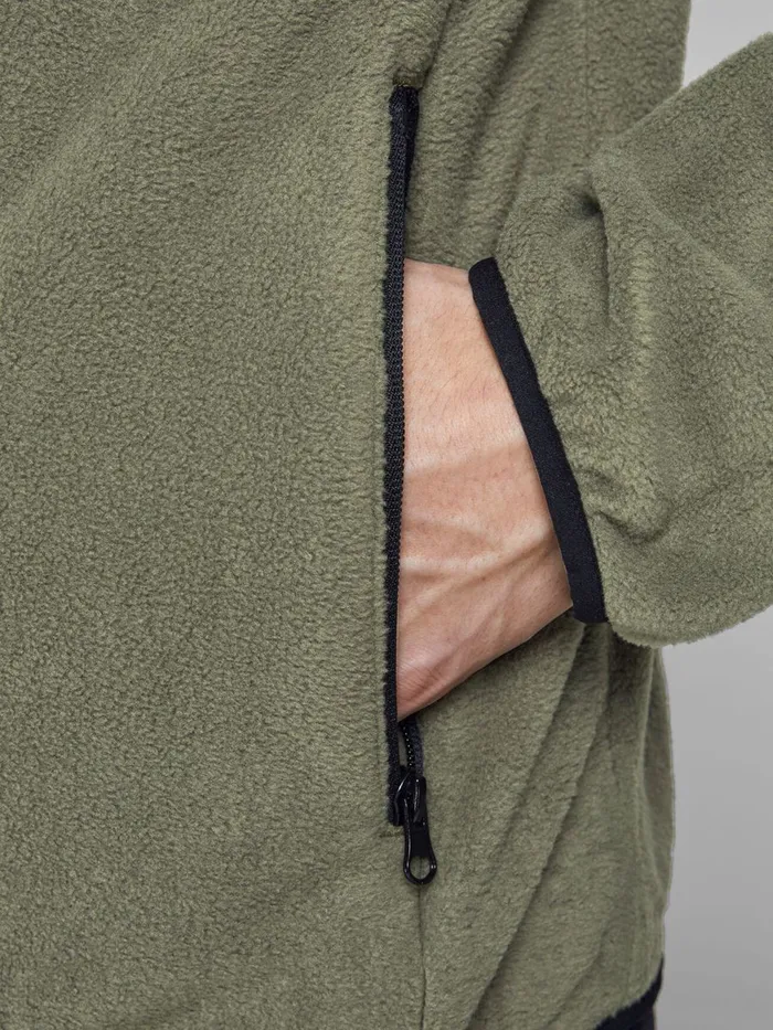 Jackets JACK and JONES Mens HIGH NECK FLEECE JACKET Green Dusty Olive