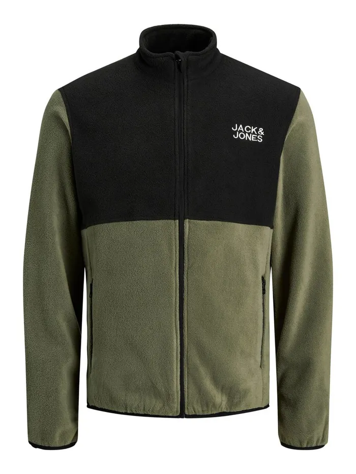 Jackets JACK and JONES Mens HIGH NECK FLEECE JACKET Green Dusty Olive